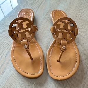 Tory Burch Camel Brown Miller Thong Sandals